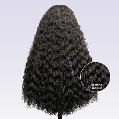 Braided Wigs for Black Women 200% Density Glueless Wigs Human Hair Pre Plucked Pre Cut 9x6 Lace Front Wig Deep Wave Human Hair（Black Curly）18inch