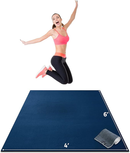 Gorilla Mats Premium Large Exercise Mat – 6' x 4' x 1/4" Ultra Durable, Non-Slip, Workout Mat for Instant Home Gym Flooring – Works Great on Any Floor Type or Carpet – Use With or Without Shoes