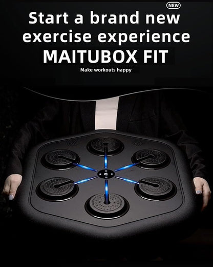 Music Boxing Machine M4, Smart Music Punching Machine with Custom Running Lights, Stereo Sound and APP Control, Wall Mount Boxing Machine for Adults - Home Office Gym Workout Equipment Black