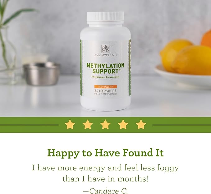 Amy Myers MD Methylation Support - Adrenal Function & Liver Health Support - Vitamin Supplement with Methylated B Vitamins & Folate - 60 Capsules (30 Servings)