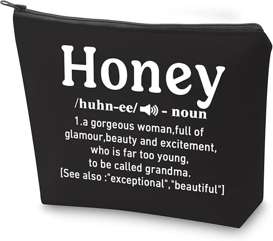 ZJXHPO Honey Definition Cosmetic Bag Honey Grandma Survival Kit Best Grandma Ever Makeup Bag With Zipper Grandma Appreciation Gift Mothers Day Gift (BL Honey)