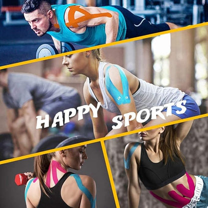 OBTANIM 2 Rolls Waterproof Breathable Kinesiology Tape, Athletic Elastic Kneepad Muscle Pain Relief Knee Taping for Gym Fitness Running Tennis Swimming (Skin)