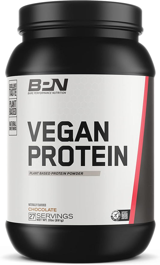 BARE PERFORMANCE NUTRITION Vegan Protein, Plant Based Protein, Pea Protein, Watermelon Protein and Pumpkin Protein, Naturally Sweetened and Flavored (27 Servings, Chocolate)