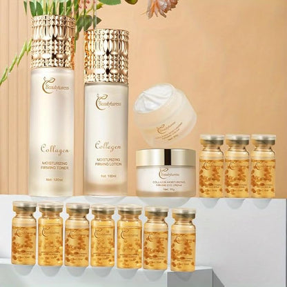 Korean Collagen Skincare Set for Women - Snail Mucin Infused - Deep Moisturizing & Firming Skin - Included Face Toner, Ampoule Serum, Lotion, Eye Cream, Idea Gift For Mother,Girlfriend
