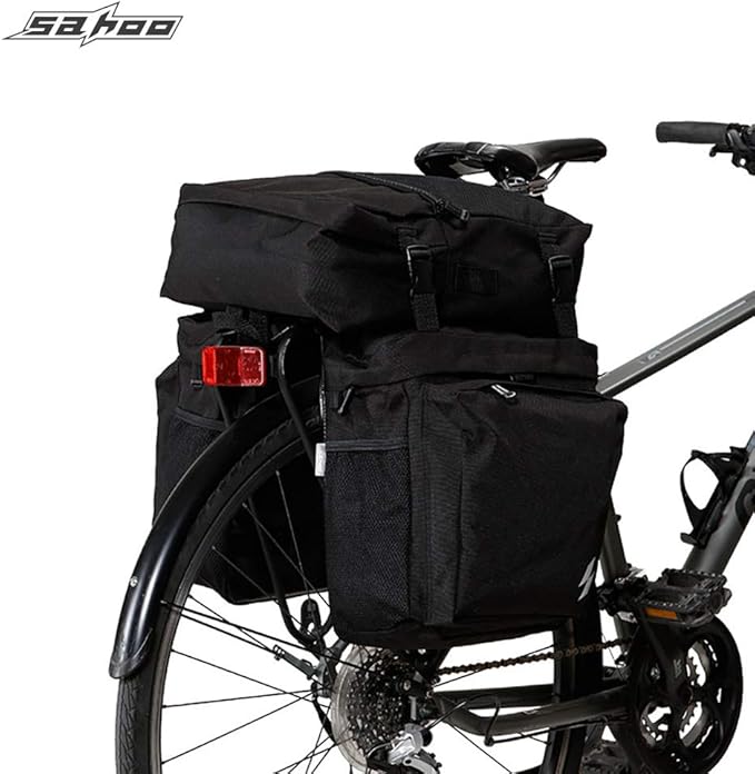 Bike Rack Pannier Bag 3 in 1 Rear Rack Carrier Trunk Bag, Water Resistance 37L Large Capacity Bike Rear Panniers