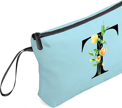 SEAMOON Women Birthday Unique Bride to be Bridal Shower Initial Gifts for Mom Sister Friend Her Teacher Aunt Makeup Cosmetic Bag with Mirror Mothers Day Christmas Graduation T