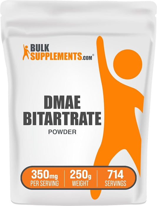 BulkSupplements.com DMAE Bitartrate Powder - Dimethylaminoethanol Bitartrate, DMAE Supplement - DMAE Powder, Gluten Free, 350mg per Serving, 250g (8.8 oz) (Pack of 1)