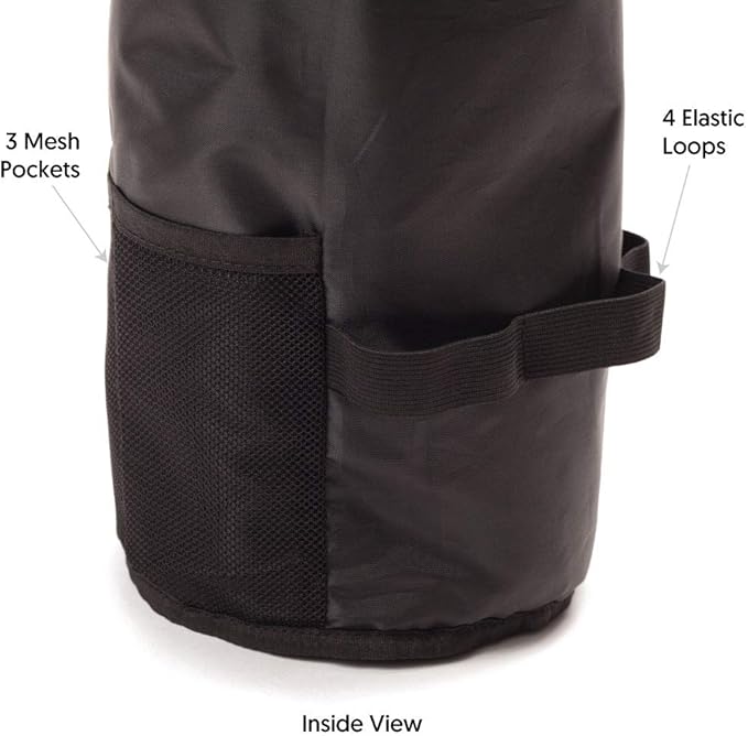 Jadyn Durable Cinch Top Makeup Organizer - Compact Travel Makeup Bag - 7 Interior Pockets for Cosmetics - Drawstring Toiletry Travel Bag for Women - 6L Storage Capacity - (Geometric Gray)