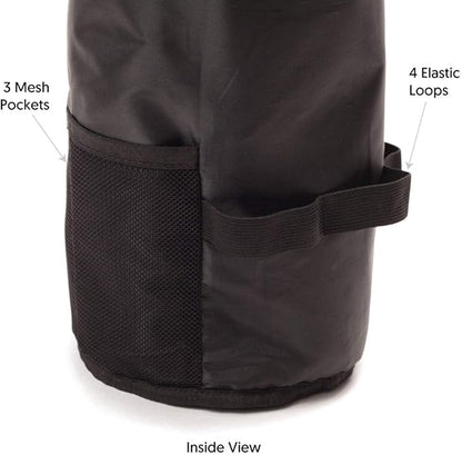 Jadyn Durable Cinch Top Makeup Organizer - Compact Travel Makeup Bag - 7 Interior Pockets for Cosmetics - Drawstring Toiletry Travel Bag for Women - 6L Storage Capacity - (Geometric Gray)