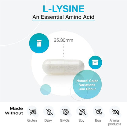 XYMOGEN L-Lysine 1000mg Capsules - Amino Acid Supplement to Support Synthesis of Collagen, Provides Balance to a High Intake of Arginine (90 Capsules)