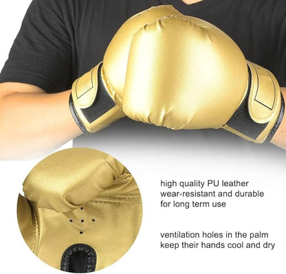 Boxing Gloves, PU Leather Taekwondo Gloves Professional Fighting Children Boxing Training Gloves Thickened Punching Sparring Training Mitts for Kids