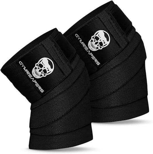 Gymreapers Knee Wraps for Squats and Powerlifting 72 Inch Compression Wraps with Strap for Men & Women Weightlifting Support