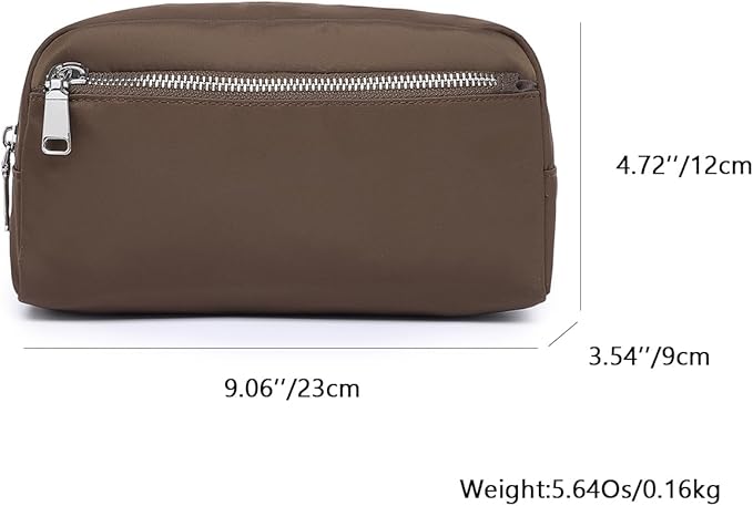 Nylon Female cosmetic bags Canvas toiletry bags Wash bags with large capacity Simple design (Nylon/Brown)