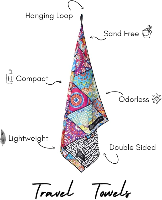 ECCOSOPHY Microfiber Beach Towel - Sand Free Towels 71x35 in