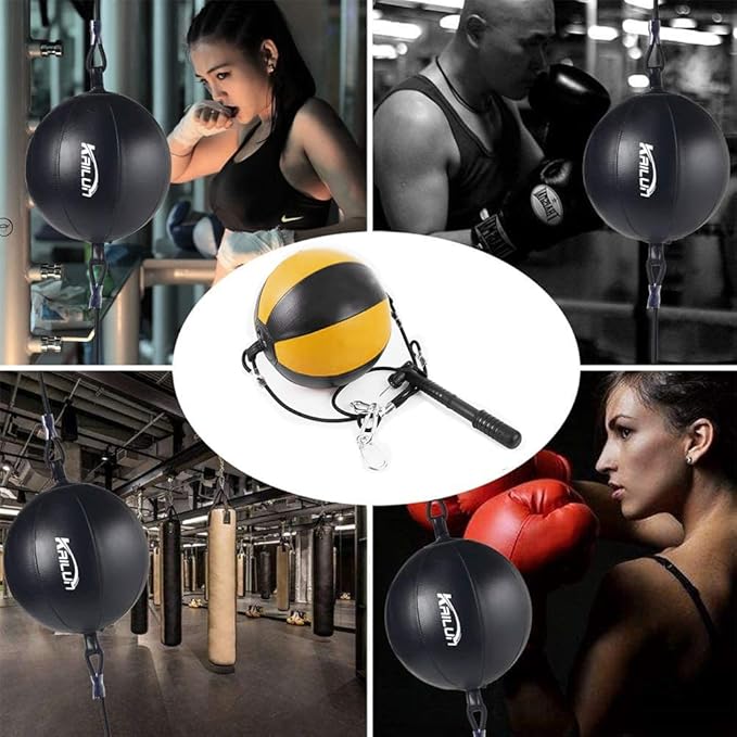 Double End Punching Bag Boxing Striking for Training - Speed Ended Set Includes Reflex Ball Headband and Pump- Portable MMA