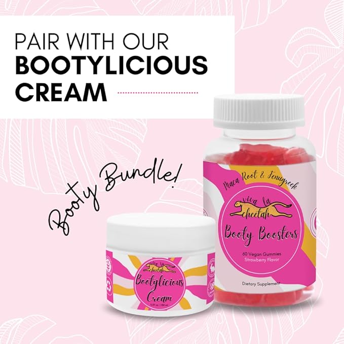 Booty Enhancing Gummy Supplement, Big Butt Enhancer, Workout Support, Multivitamin for Women, Natural Glute Boost Vitamins for a Curvy Shape & Max Gains, 60 Vegan Gummies