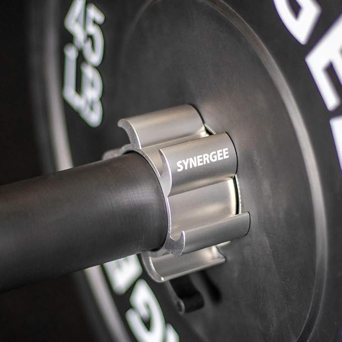 Synergee Silver Aluminium Barbell Collars – Locking 2"
