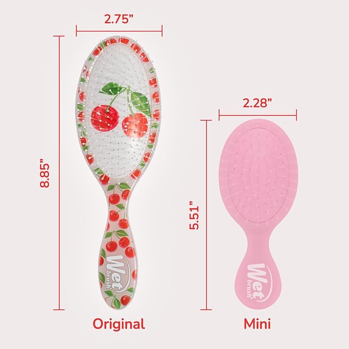 Wet Brush Original Detangler, Cherry (Tutti Fruitti), Ultra-Soft IntelliFlex Bristles Bristles Glide Through Tangles, Detangling Hair Brush, All Hair Types (Wet & Dry), Women & Men, Limited Edition