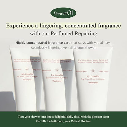 Refresh Moment Perfume Hair Treatment (01 Jeju Camellia) | Repair and Shine | Vegan Hair Conditioner for Dry Damaged Hair | Lightweight Formula | Romantic Fragrance | 5.07 fl. oz