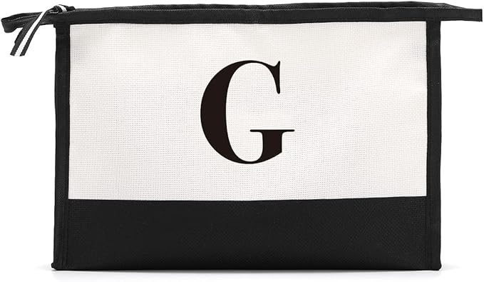Monogrammed for Women Initial bridesmaid gifts, Personalized monogram Monogram Cosmetic Bag,Travel Makeup Bag Suitable for Wedding weekend Beach Gift for Women Teachers Friends.Pure letters G