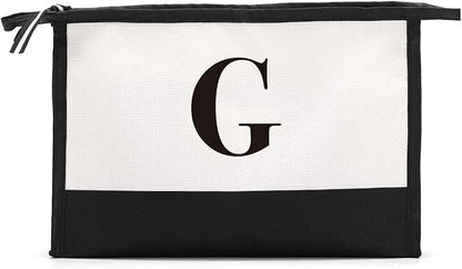 Monogrammed for Women Initial bridesmaid gifts, Personalized monogram Monogram Cosmetic Bag,Travel Makeup Bag Suitable for Wedding weekend Beach Gift for Women Teachers Friends.Pure letters G