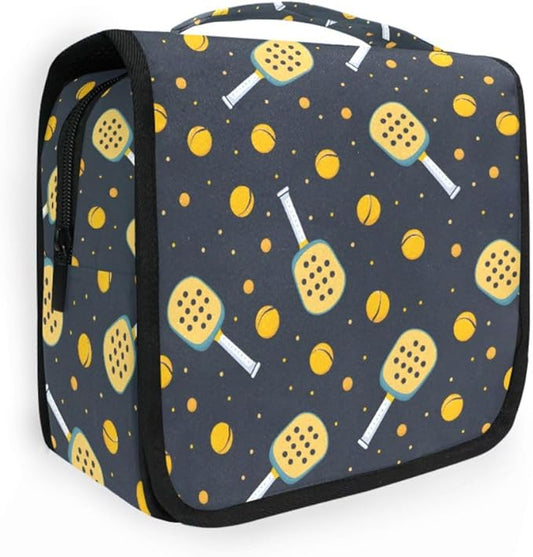 senya Hanging Travel Toiletry Bag Kit Boys Makeup Case Cosmetics Organizer for Men Women (Pickleball Game Seamless)