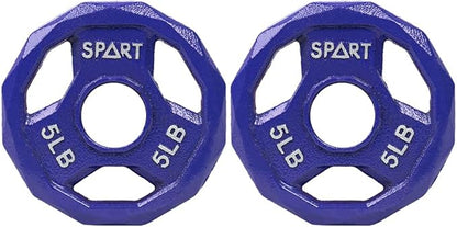 SPART Color Coded Weight Plate 2-Inch Cast Iron 2.5/5/10/15/25/35/45LB, Single/Pair/Set