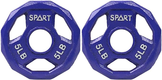 SPART Color Coded Weight Plate 2-Inch Cast Iron 2.5/5/10/15/25/35/45LB, Single/Pair/Set