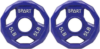 SPART Color Coded Weight Plate 2-Inch Cast Iron 2.5/5/10/15/25/35/45LB, Single/Pair/Set