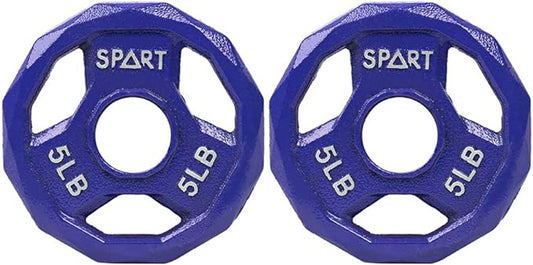 SPART Color Coded Weight Plate 2-Inch Cast Iron 2.5/5/10/15/25/35/45LB, Single/Pair/Set