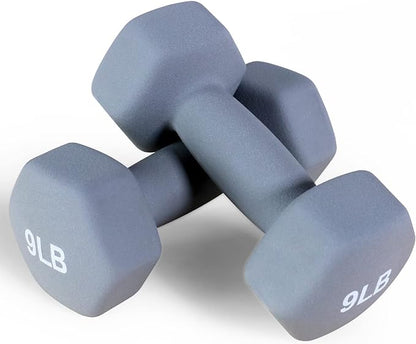 Neoprene Dumbbell Hand Weights, Anti-Slip, Anti-roll, Hex Shape Colorful, Pair or Set with Stand