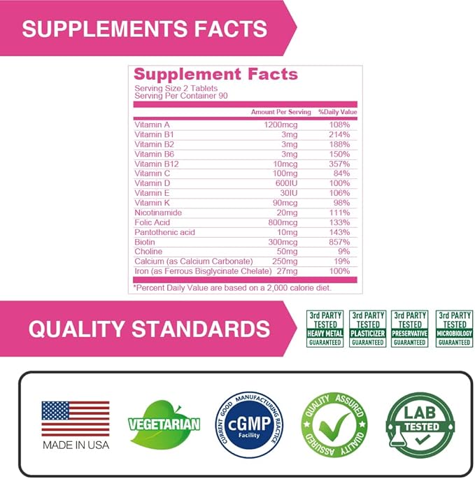 Lovita Prenatal Multivitamins - Comprehensive Support for Before, During, and Post-Pregnancy - 180 Vegetarian Tablets
