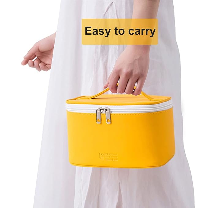 KITENROM Portable Makeup Bag Cosmetic Bags for Women Medium Pouch Case Purse Make Up Organization Waterproof(Yellow)