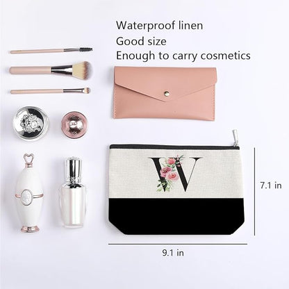 Initial Makeup Bag, Personalized Gifts for Women, Personalized Makeup Bag, Bridesmaid Gifts, Cosmetic bags for Women (Letter W)