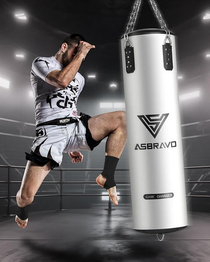 Punching Bag for Adults, 4ft PU Heavy Boxing Bag Set 12OZ Gloves for MMA Muay Thai Kickboxing Training Home Gym, Martial Art (Unfilled)