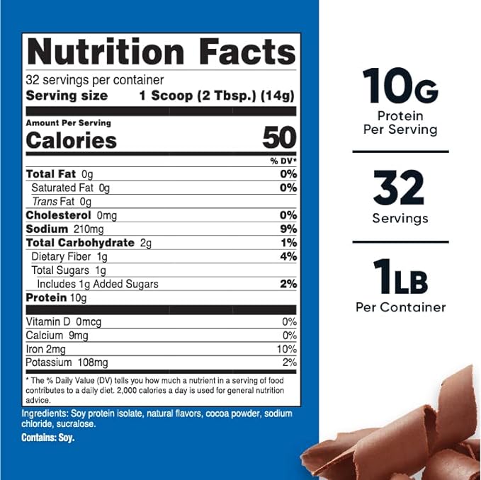 Nutricost Soy Protein Powder, 1 LB Chocolate, 10 Grams of Protein Per Serving, Vegetarian, Non-GMO & Gluten Free