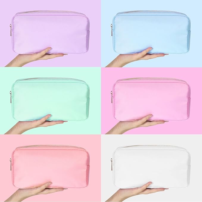 Sweetude 6 Pcs Nylon Makeup Bag Travel Nylon Pouch Zipper Cosmetic Bag for Purse Women Girls Organizer Makeup Pouch for Birthday Wedding Mother's Day Graduation Gifts(M,Assorted Color)