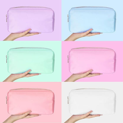 Sweetude 6 Pcs Nylon Makeup Bag Travel Nylon Pouch Zipper Cosmetic Bag for Purse Women Girls Organizer Makeup Pouch for Birthday Wedding Mother's Day Graduation Gifts(M,Assorted Color)