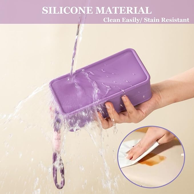 Travistar Silicone Travel Makeup Bag - Small Make Up Pouch Portable Cosmetic Bag Travel Makeup Organizer Bag Waterproof Toiletry Bag Womens Brush Holder Bag with Zipper Closure Small Size Khaki