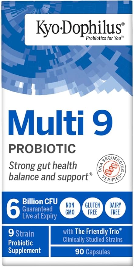 Kyolic Kyo-Dophilus Multi 9 Probiotic, for Strong Gut Health Balance and Support, 90 Capsules Total