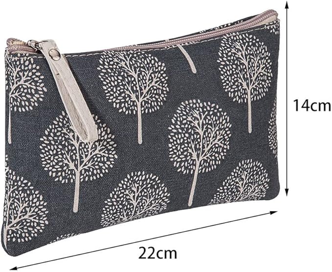 SUMAJU 2 Pcs Canvas Cosmetic Bag, Multi-Function Small Zipper Pouch Cute Makeup Pouch Travel Toiletry Bag Travel Size Toiletries Christmas Stocking Stuffers Gifts for Women,8.6 * 5.5 In