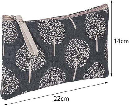 SUMAJU 2 Pcs Canvas Cosmetic Bag, Multi-Function Small Zipper Pouch Cute Makeup Pouch Travel Toiletry Bag Travel Size Toiletries Christmas Stocking Stuffers Gifts for Women,8.6 * 5.5 In