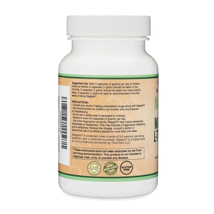 Magnesium L Threonate, Magtein™, Sleep and Cognitive Support – High Absorption – Most Bioavailable Form of Magnesium – 2,000 mg – 120 Capsules