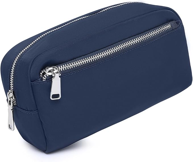 Nylon Female cosmetic bags Canvas toiletry bags Wash bags with large capacity Simple design (Nylon/Navy Blue)