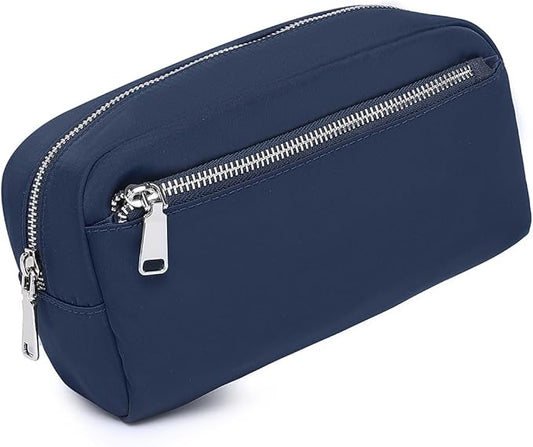 Nylon Female cosmetic bags Canvas toiletry bags Wash bags with large capacity Simple design (Nylon/Navy Blue)