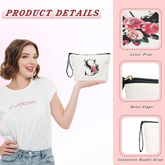 TOPEAST Cosmetic Bag for Women - Personalized Makeup Bag, Valentine's Day Gift Large Capacity Travel Makeup Bag Pouch Cute Quilted Makeup Bag Birthday Gifts for Women, Friend, Wife (Letter H)