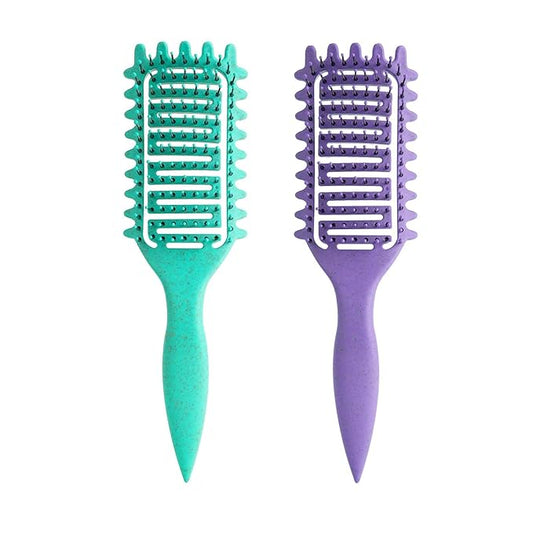 Curl Defining Brush,2024 Curly Hair Brush,Vented Hair Brush for Detangling, Shaping and Defining Curls For Women and Men Less Pulling (Green Purple)