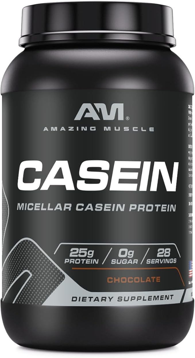 Amazing Muscle Casein Protein Powder | Chocolate Flavor | 25 G Protein | 2 Lb (907 G) | Non-GMO | Made in USA