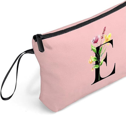 SEAMOON Women Birthday Unique Bride to be Bridal Shower Initial Gifts for Mom Sister Friend Her Teacher Aunt Makeup Cosmetic Bag with Mirror Mothers Day Christmas Graduation E