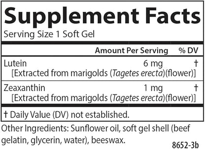 Carlson - Lutein, 6 mg, Healthy Vision & Eye Function, Antioxidant, Lutein Supplements for Eyes, Eye Vitamins with Lutein & Zeaxanthin, 180 Softgels